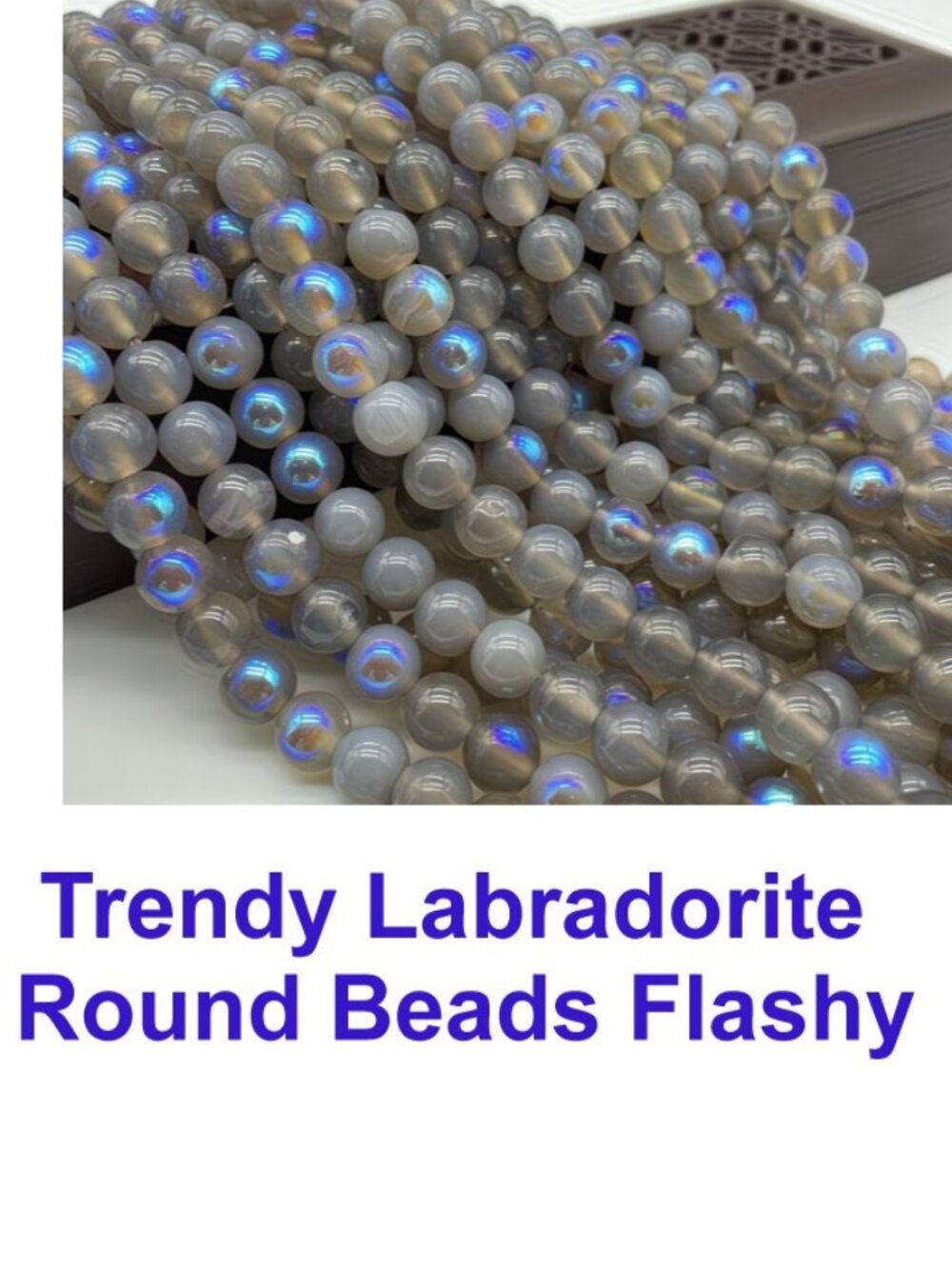 Trendy Natural Labradorite Round Beads - Flashy